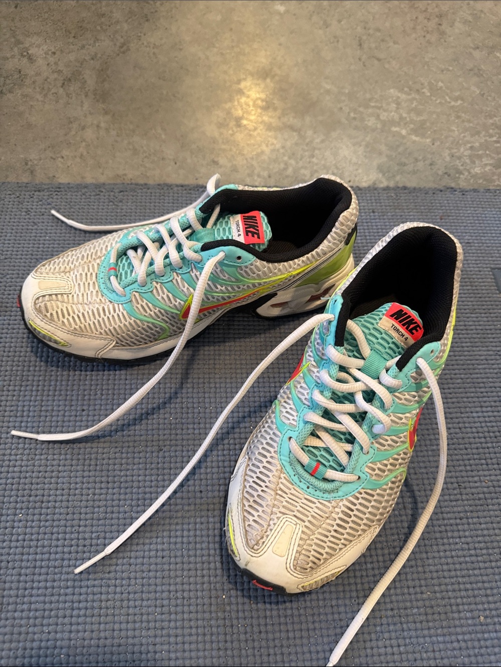 Nike Women’s Torch 4 Sneakers - Gray with Aqua and Coral Accents